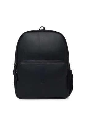 premium genuine leather unisex backpack - black