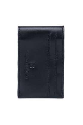 premium genuine leather unisex card holder - black