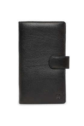 premium genuine leather unisex passport wallet - black