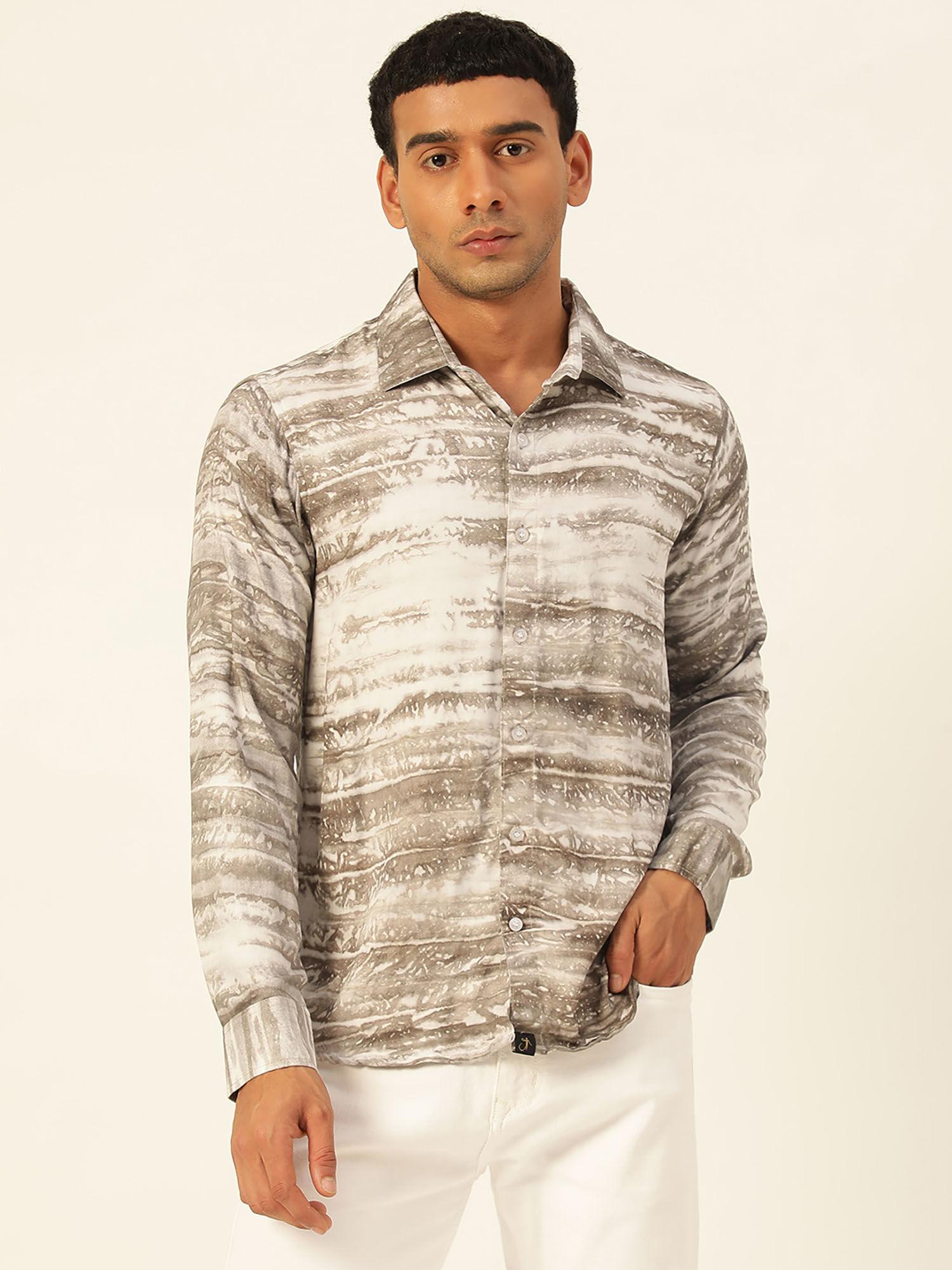 premium grey & white tie dye slim fit unisex rayon shirt