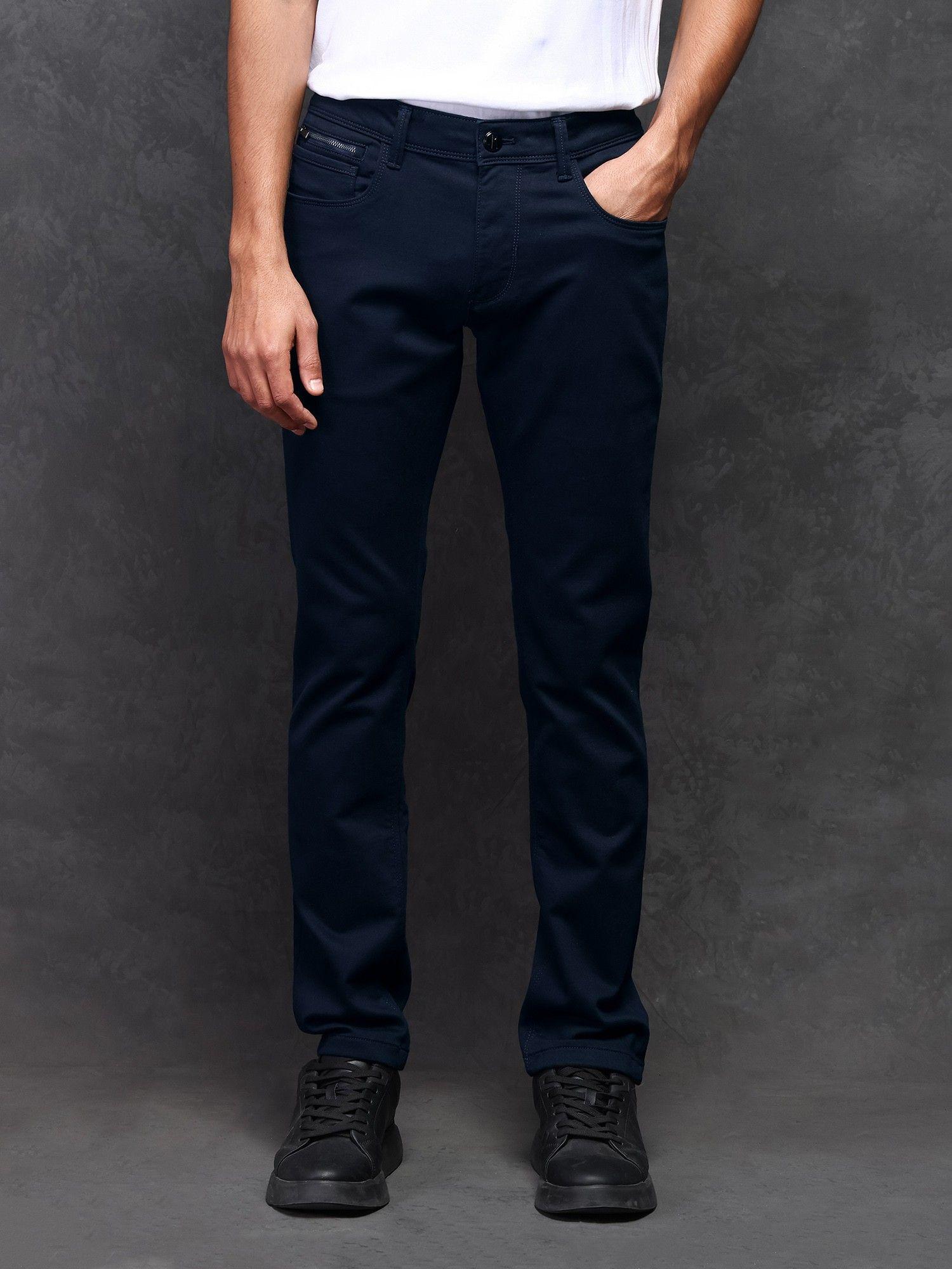 premium rinsed washed navy blue denim