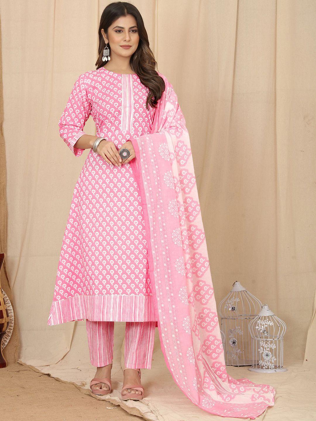 premroop- the style you love ethnic motifs printed kurta with trousers & with dupatta