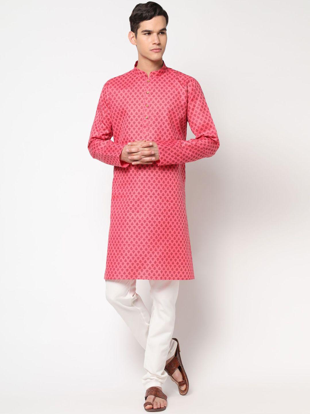 premroop- the style you love men ethnic motifs printed pure cotton kurta with churidar