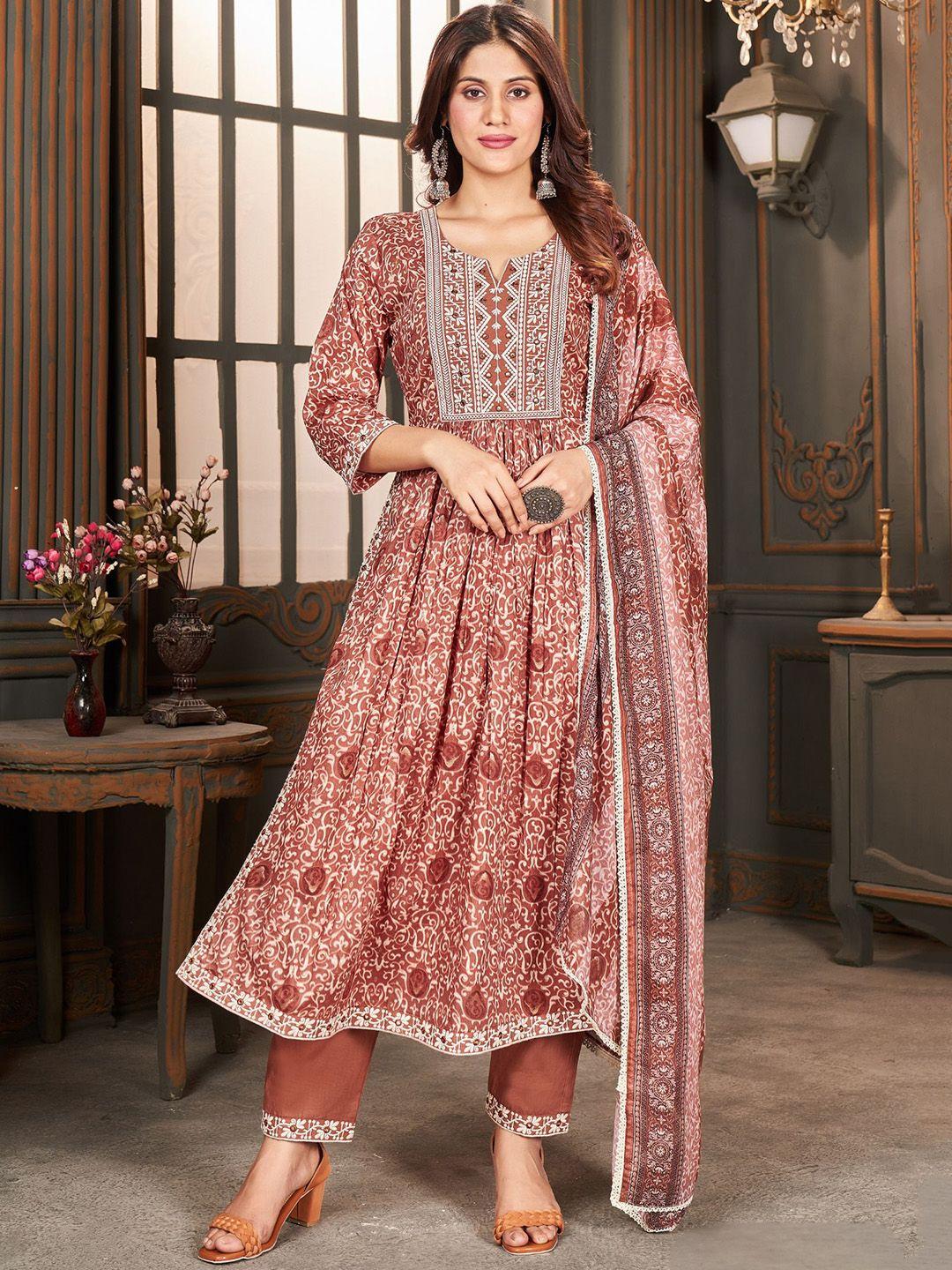 premroop- the style you love ethnic motifs print pure cotton kurta with trousers & dupatta
