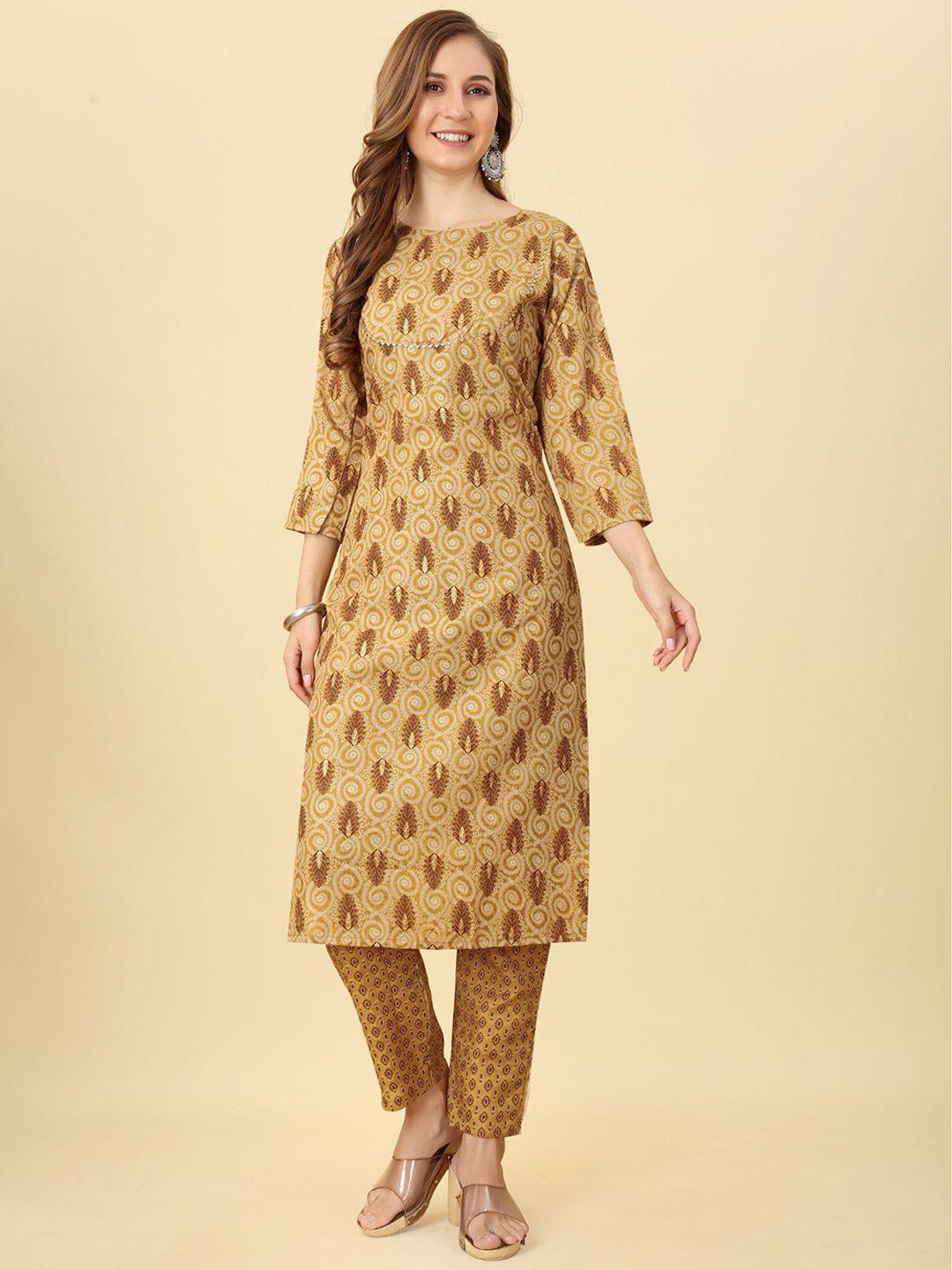 premroop- the style you love ethnic motifs printed gotta patti kurta with trousers