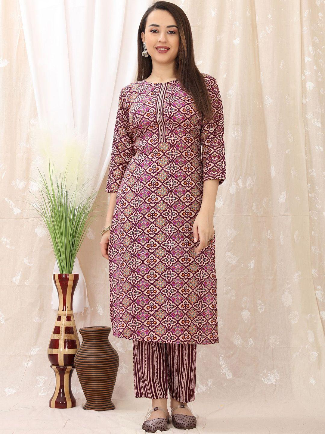 premroop- the style you love ethnic motifs printed kurta with trousers