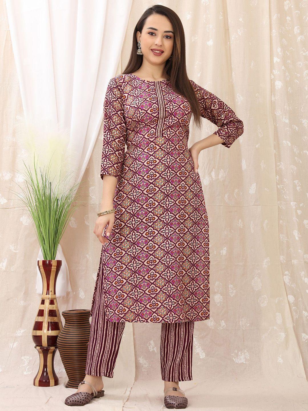premroop- the style you love ethnic motifs printed straight kurta with trousers