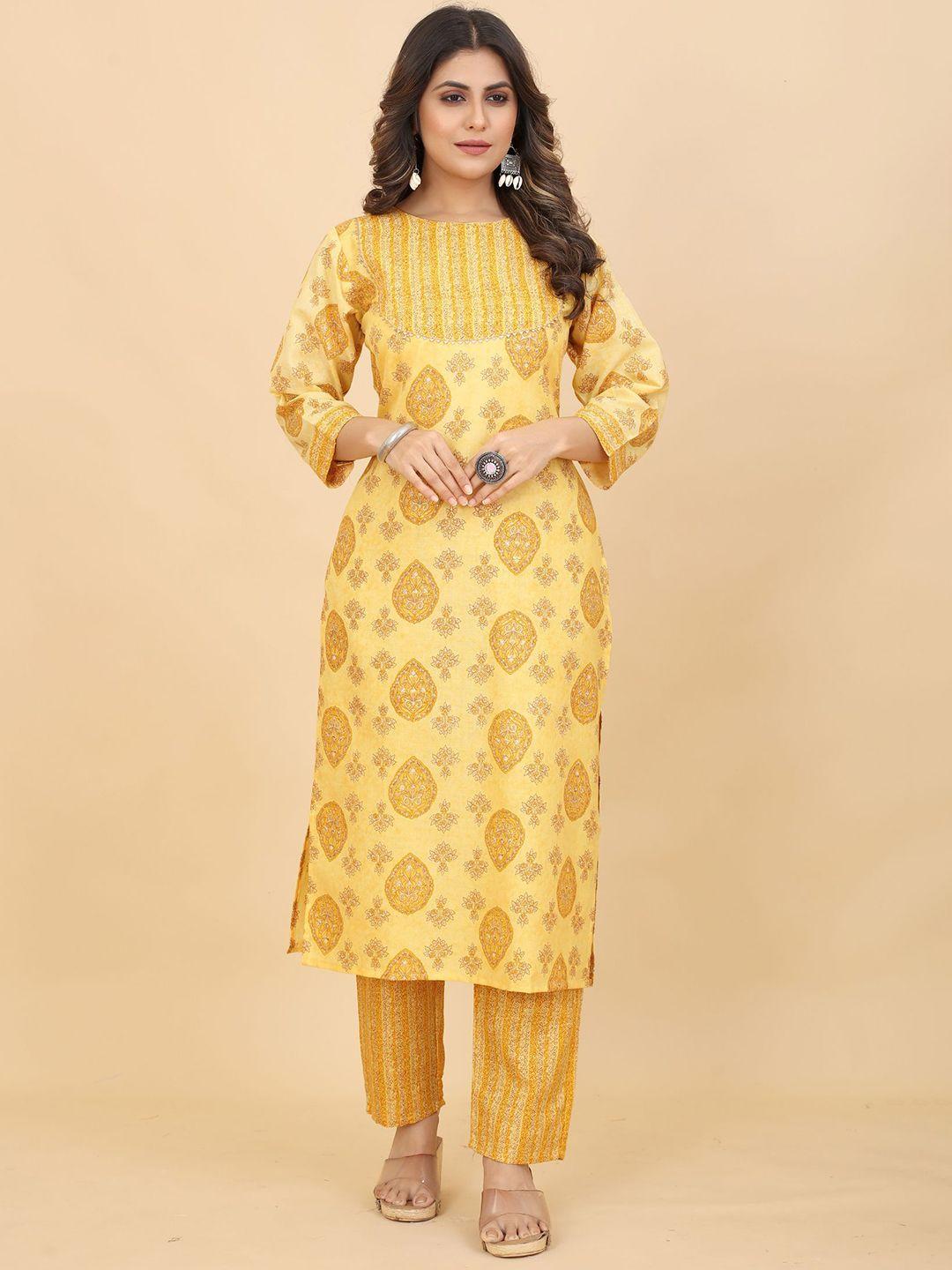 premroop- the style you love floral printed gotta patti kurta with trousers