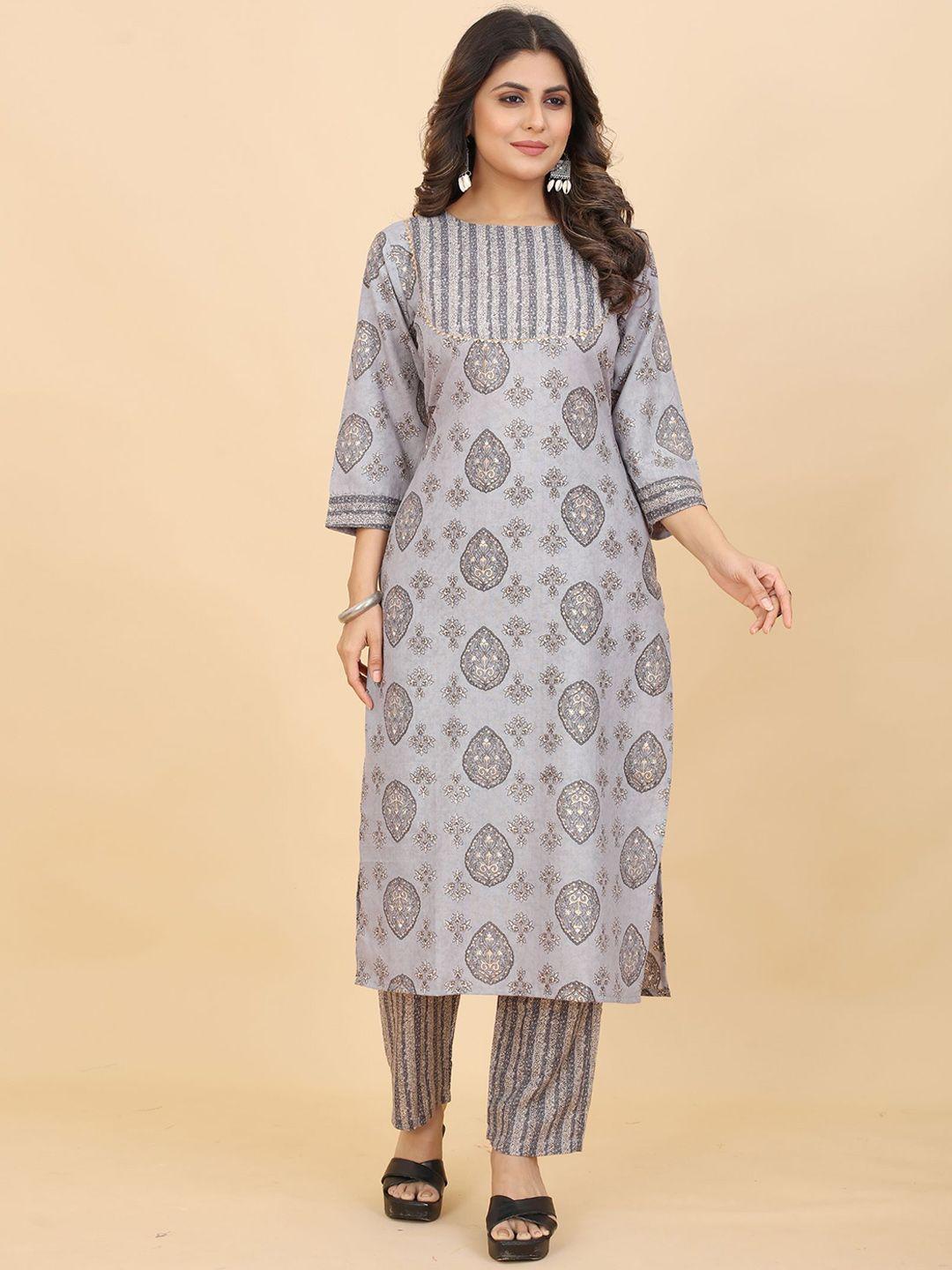 premroop- the style you love floral printed gotta patti kurta with trousers