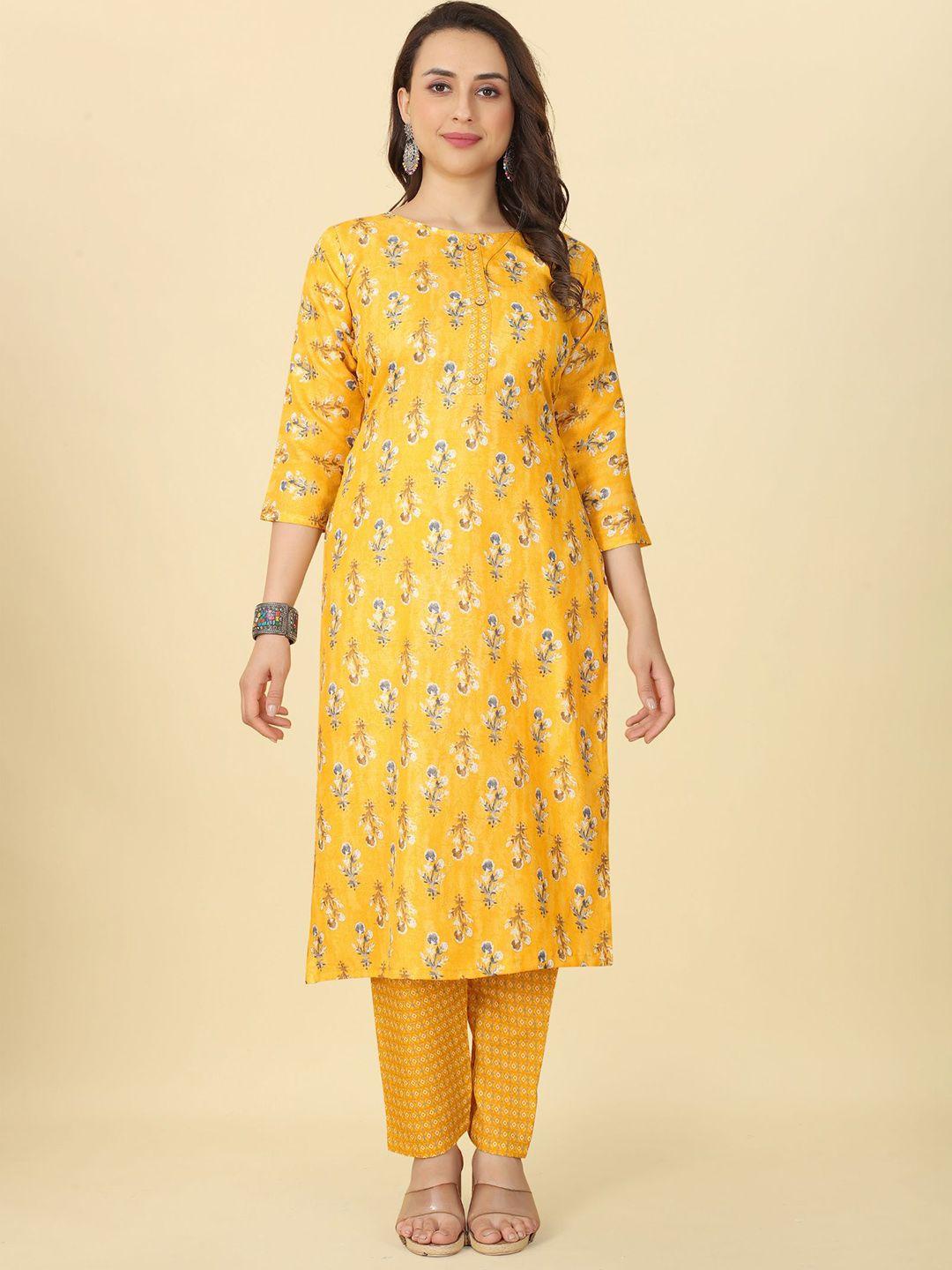 premroop- the style you love floral printed regular kurta with trousers