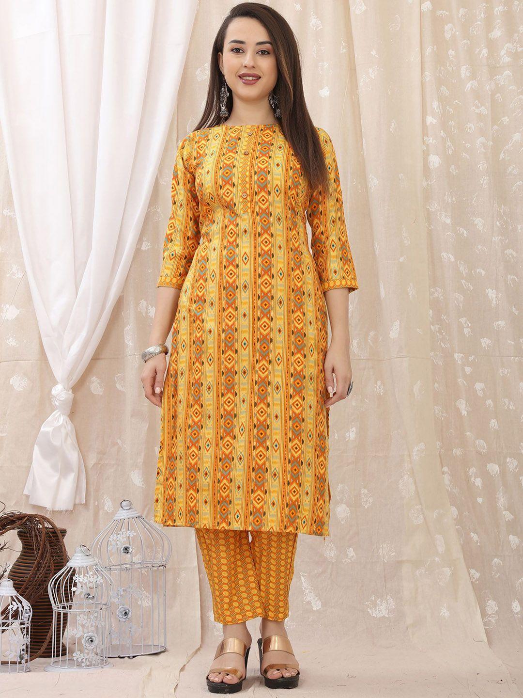 premroop- the style you love geometric printed kurta with trousers