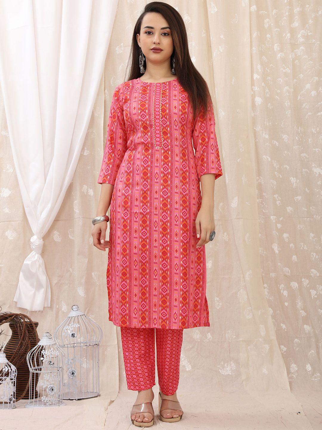 premroop- the style you love geometric printed kurta with trousers
