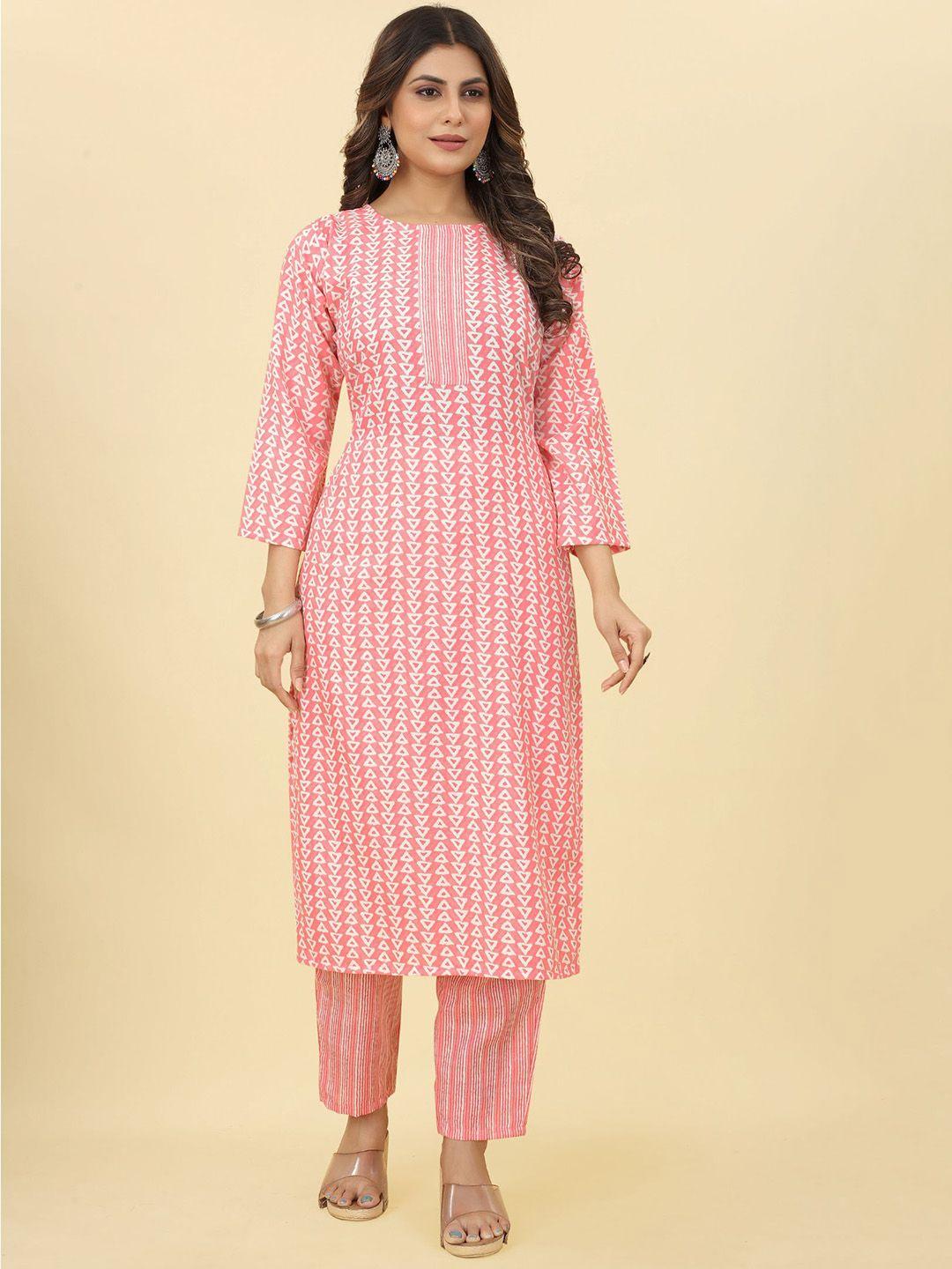 premroop- the style you love geometric printed regular kurta with trousers