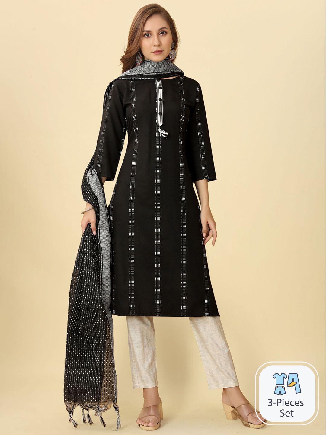 premroop- the style you love geometric woven design kurta with trousers & dupatta