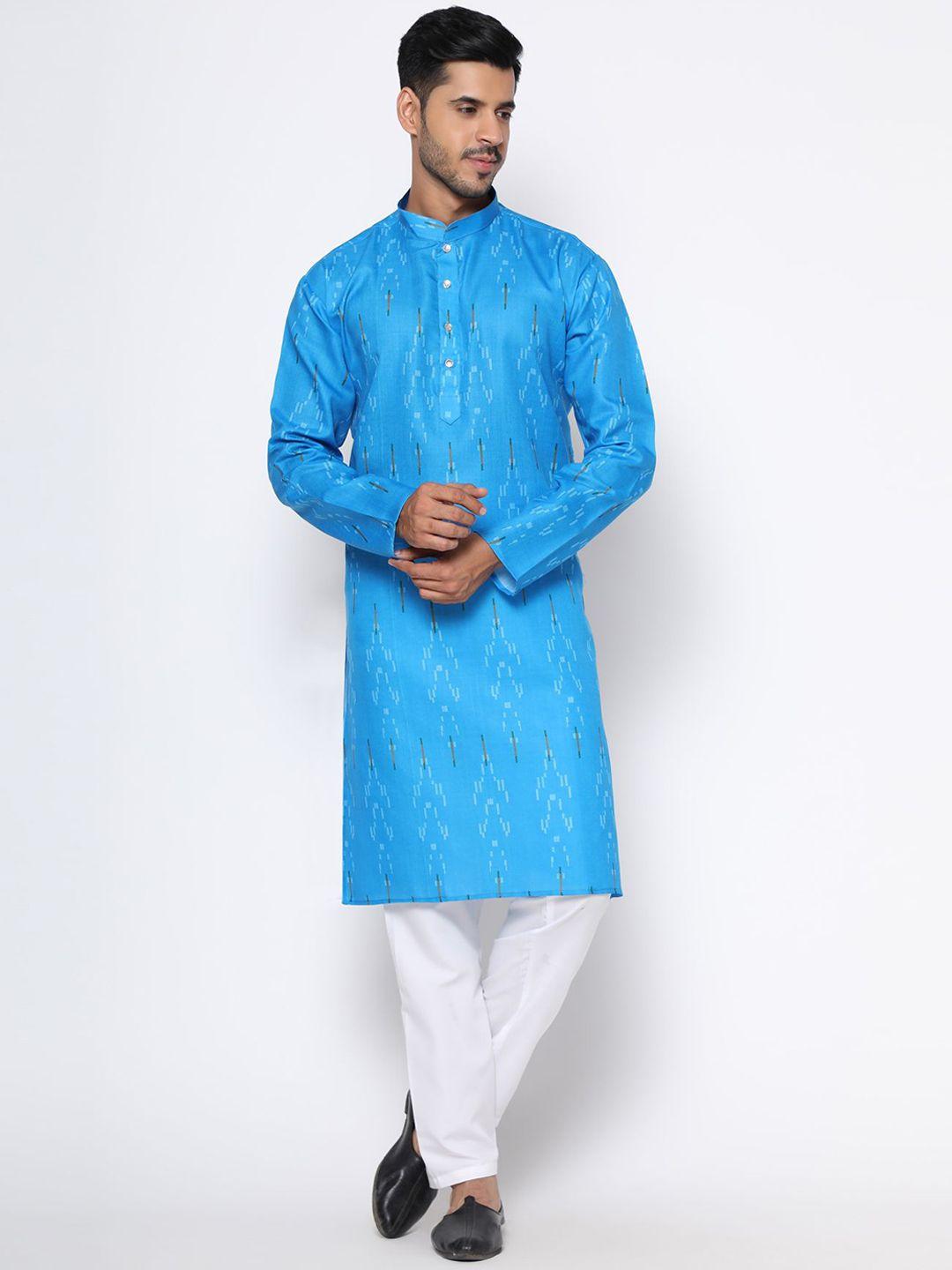 premroop- the style you love men blue khadi kurta