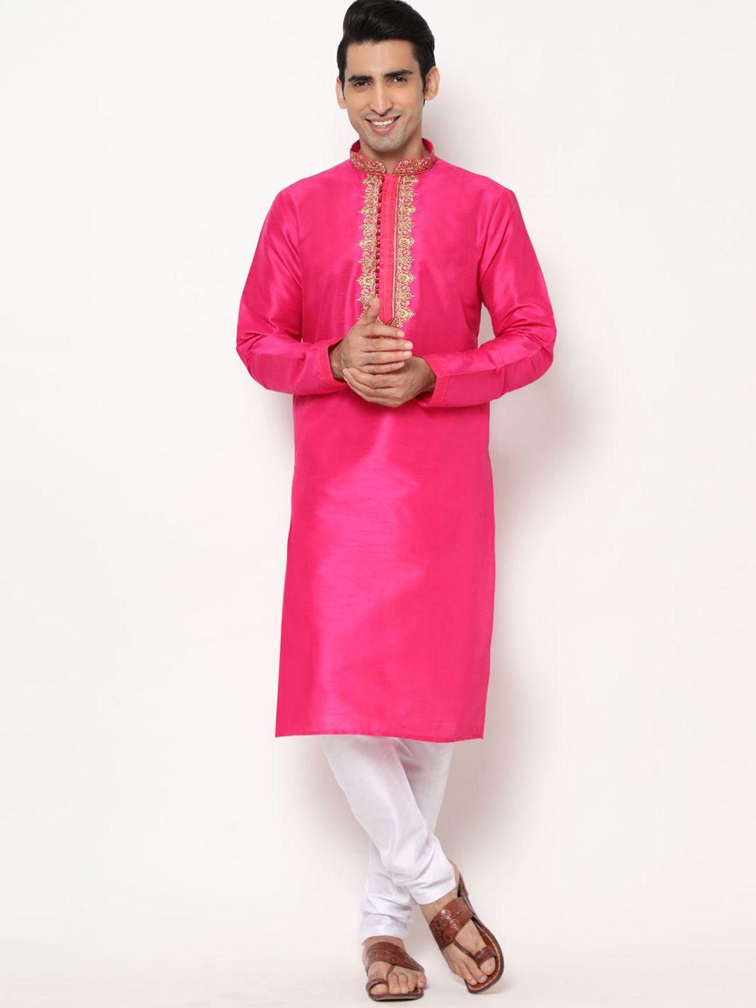 premroop- the style you love men embroidered pure cotton kurta with churidar