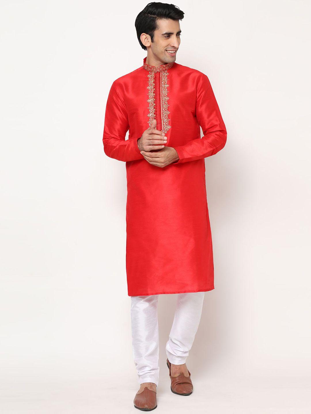 premroop- the style you love men embroidered pure cotton kurta with pyjamas