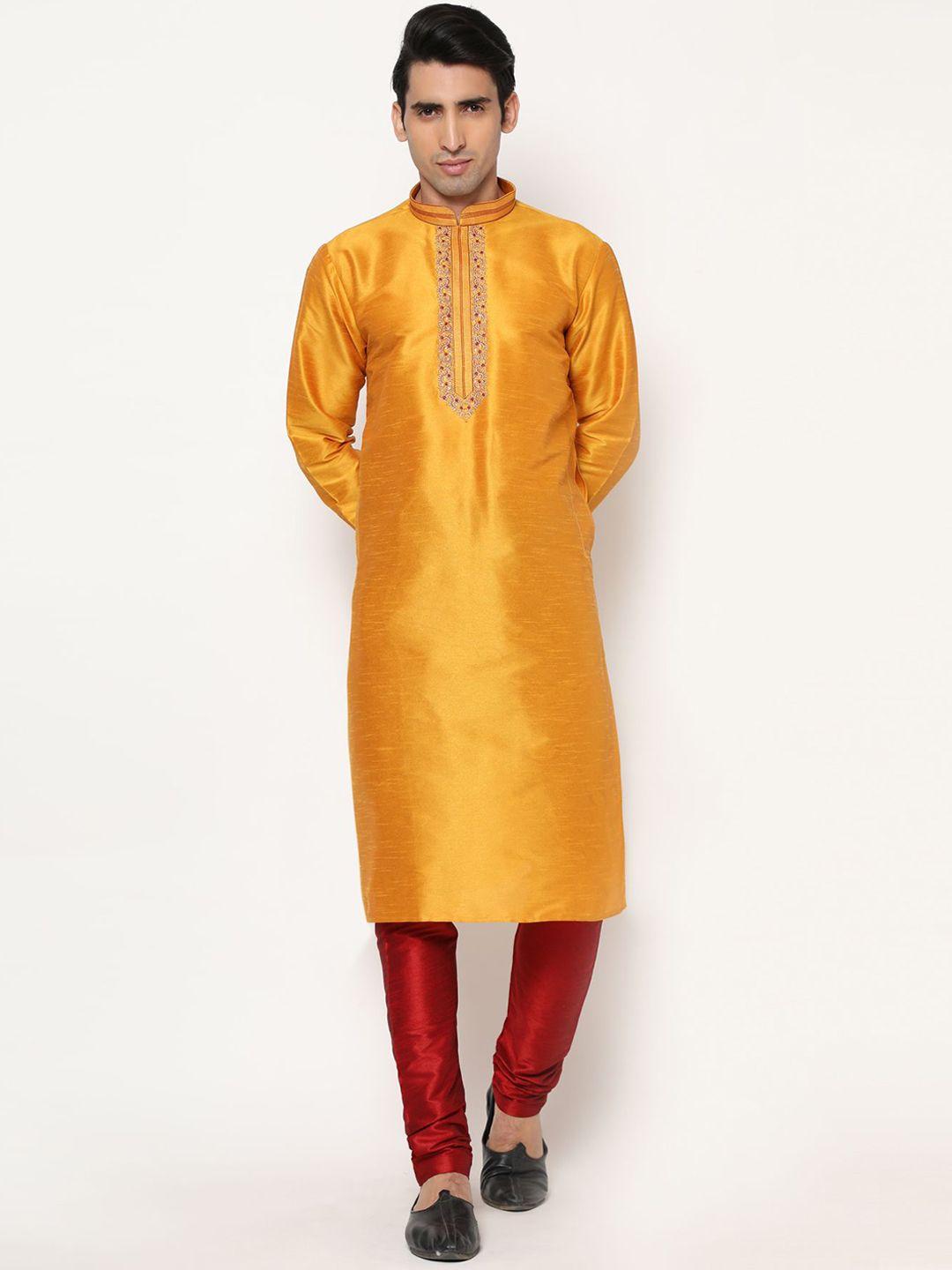 premroop- the style you love men embroidered pure silk kurta with pyjamas