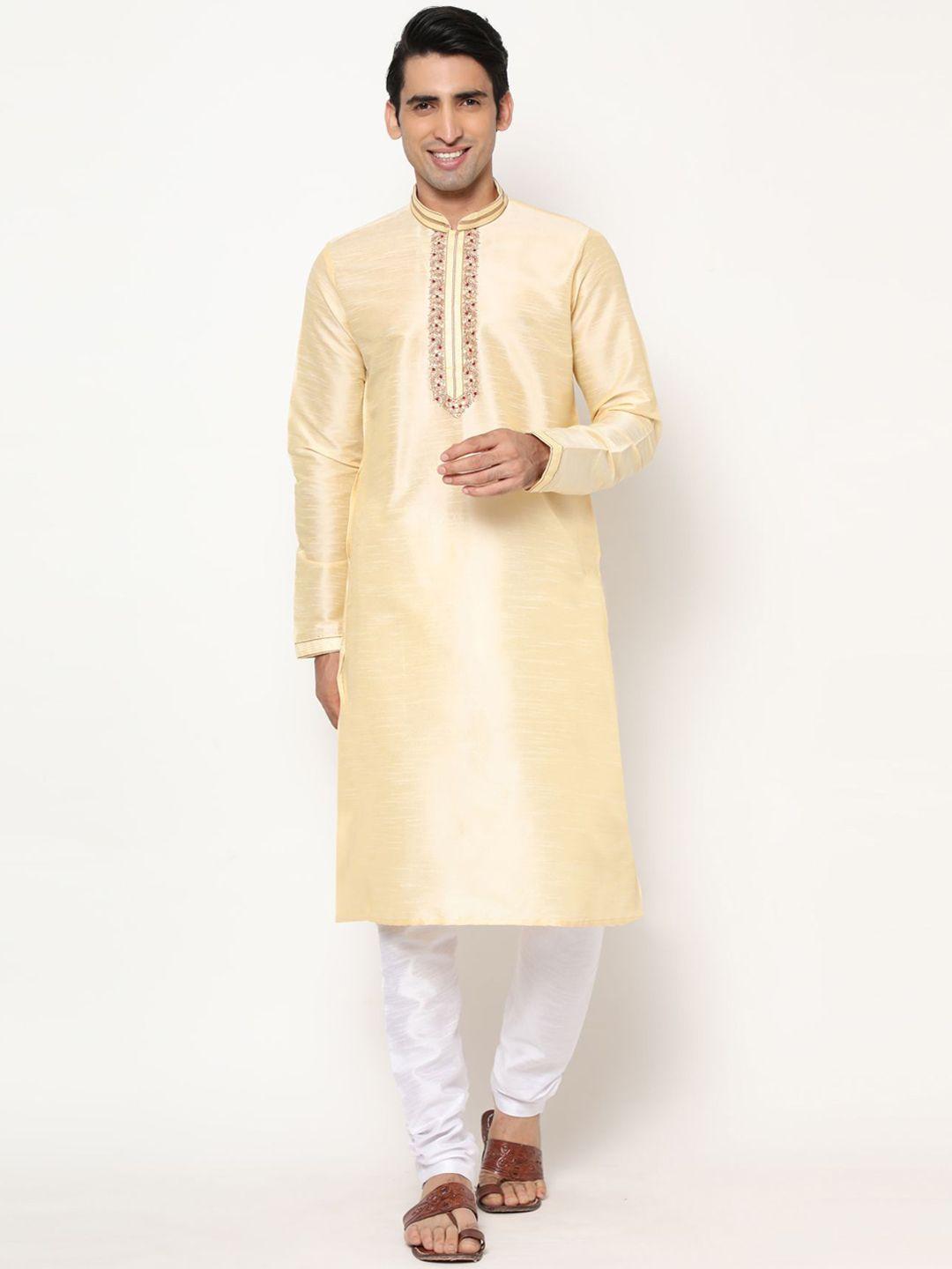 premroop- the style you love men ethnic embroidered pure cotton kurta with pyjamas