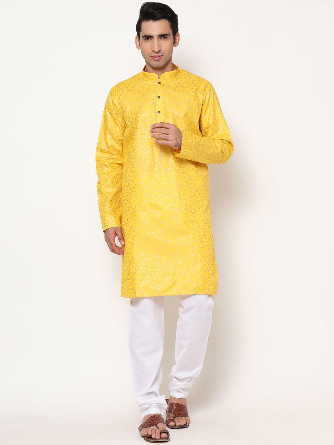 premroop- the style you love men ethnic motifs printed pure cotton kurta with pyjamas