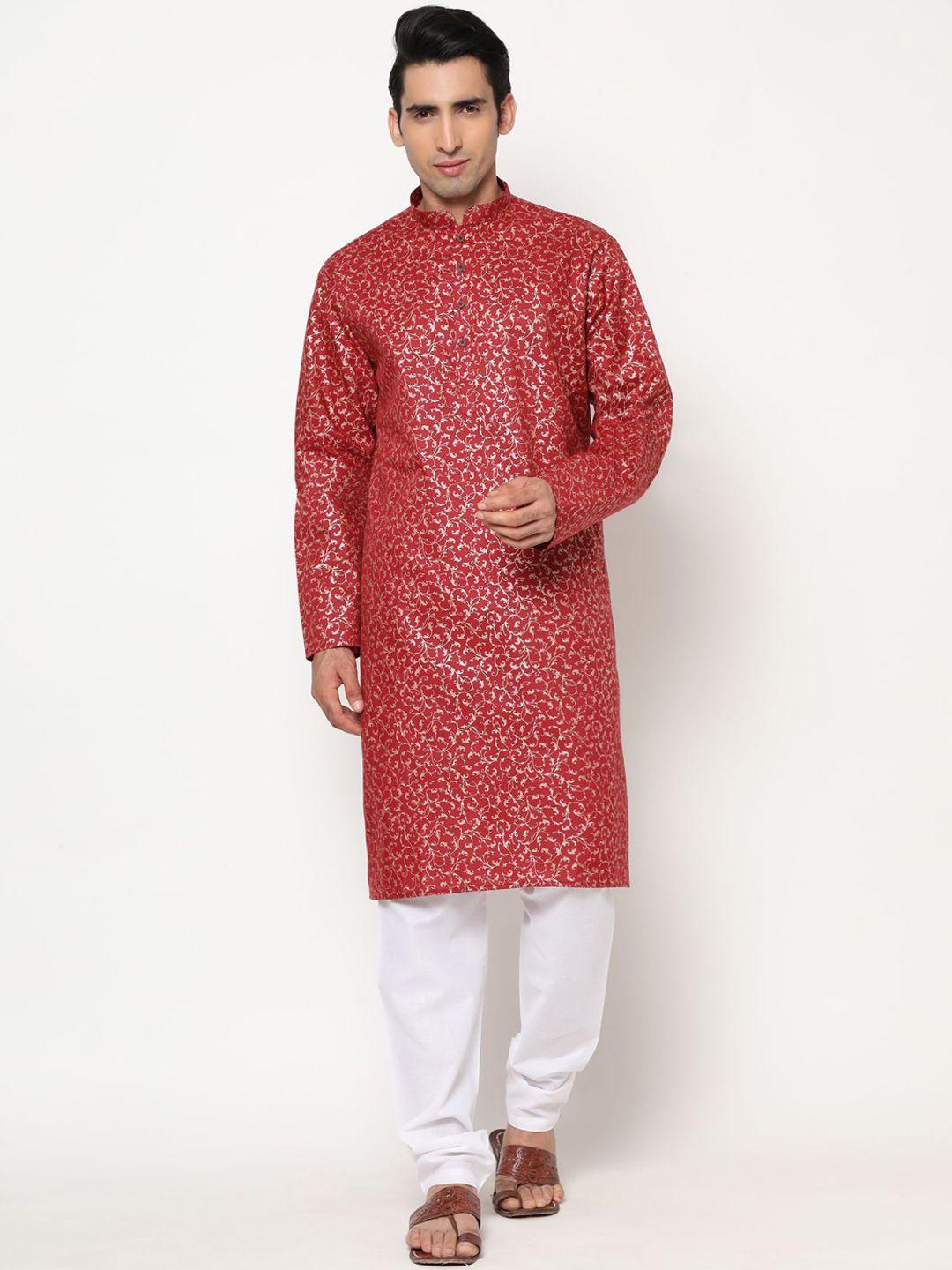 premroop- the style you love men ethnic motifs printed pure cotton kurta with pyjamas