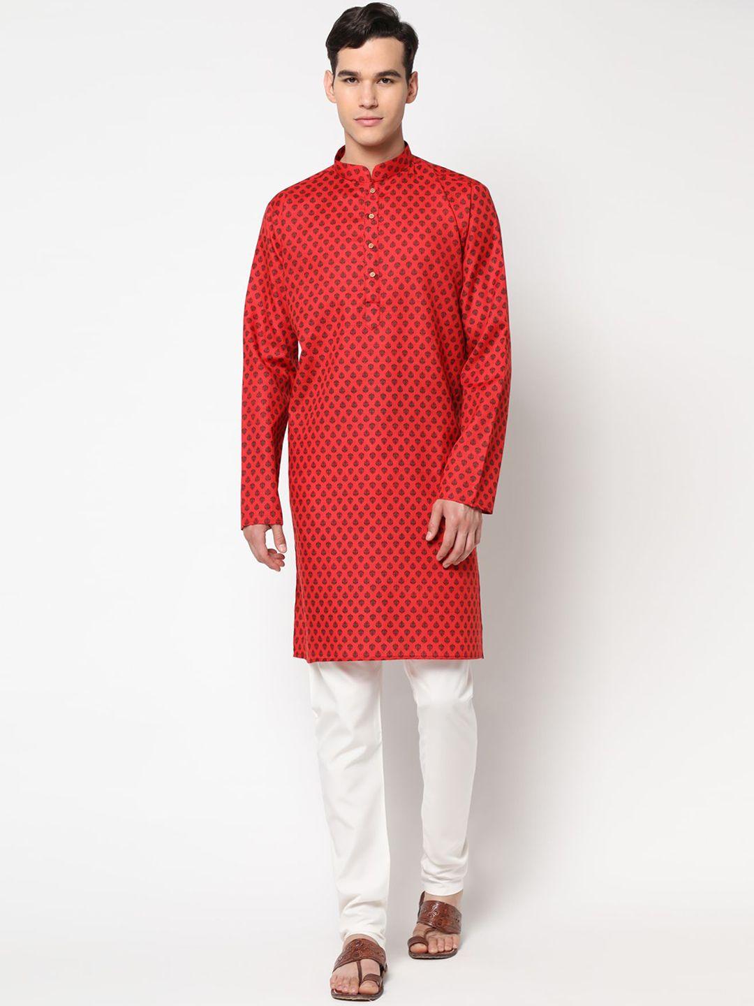 premroop- the style you love men ethnic motifs printed pure cotton kurta with trousers