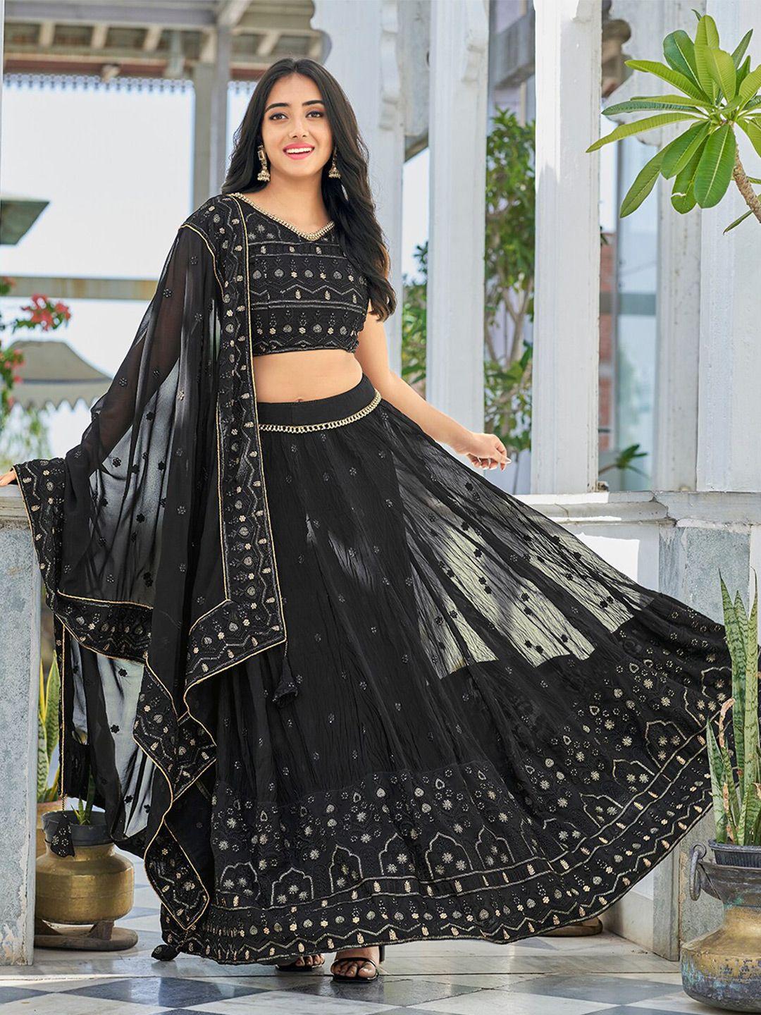 prenea embellished sequinned ready to wear lehenga & blouse with dupatta
