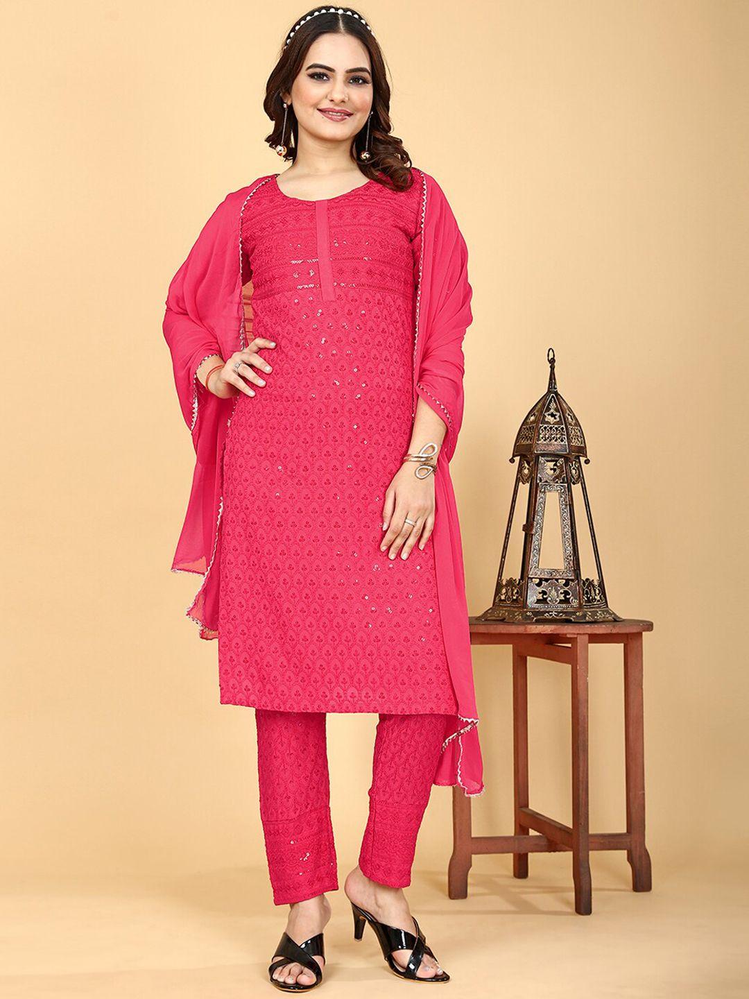 prenea ethnic motifs embroidered sequinned kurta with trousers & with dupatta