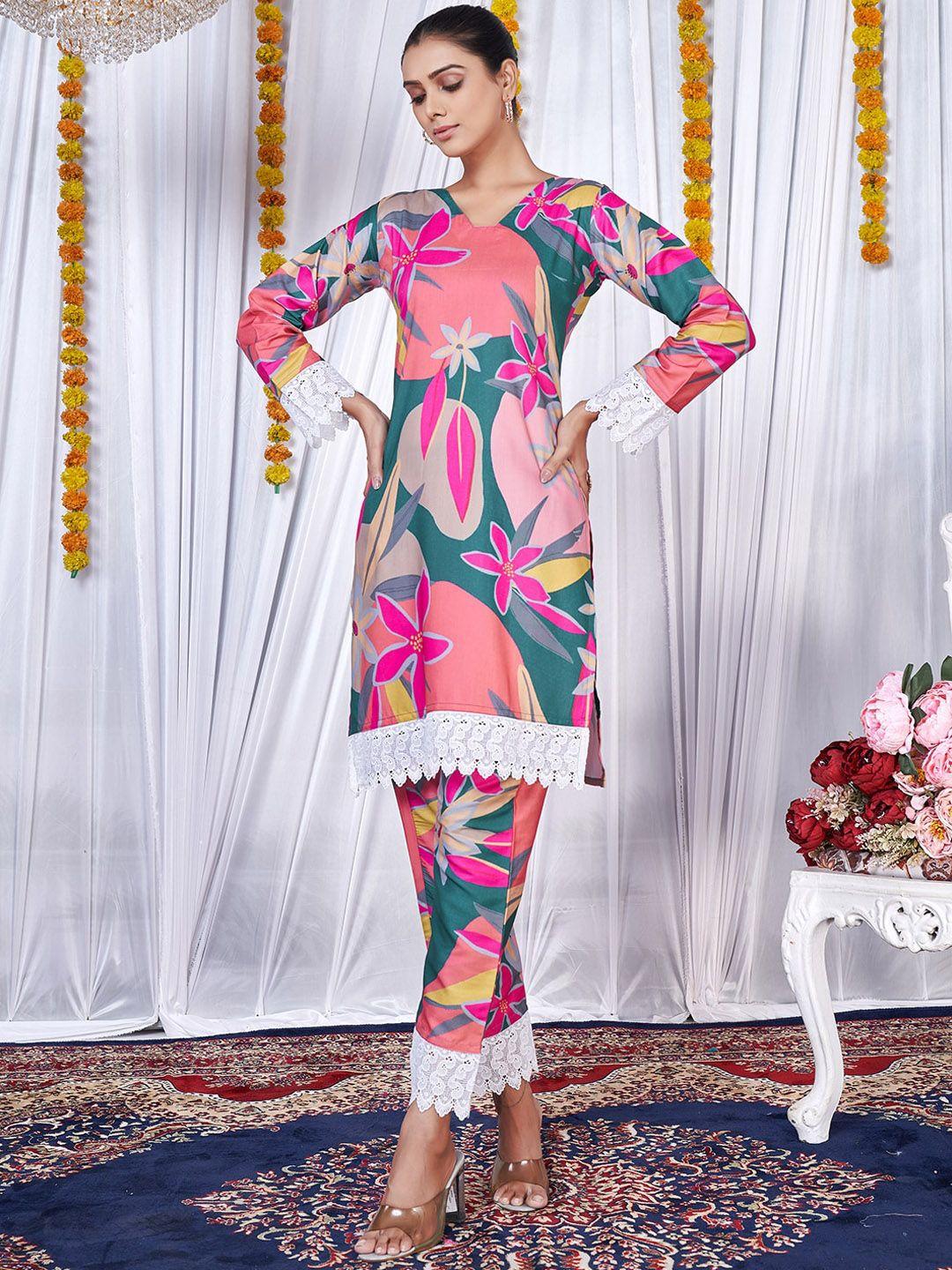 prenea floral printed kurta with trousers
