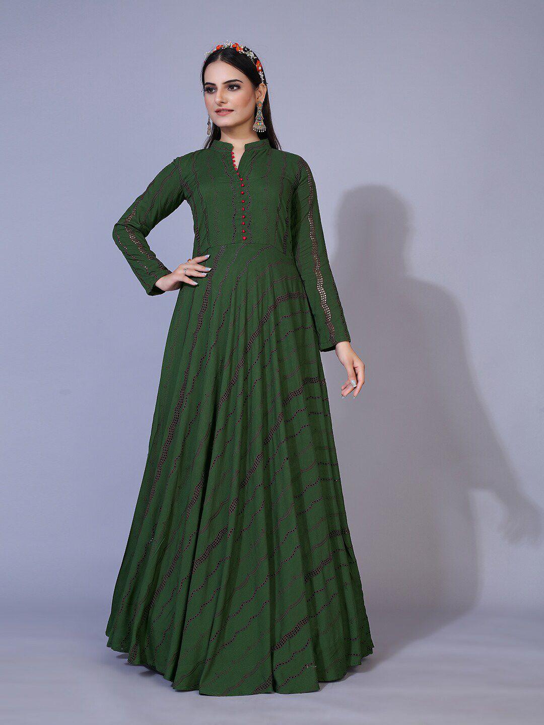 prenea green maxi partywear gown