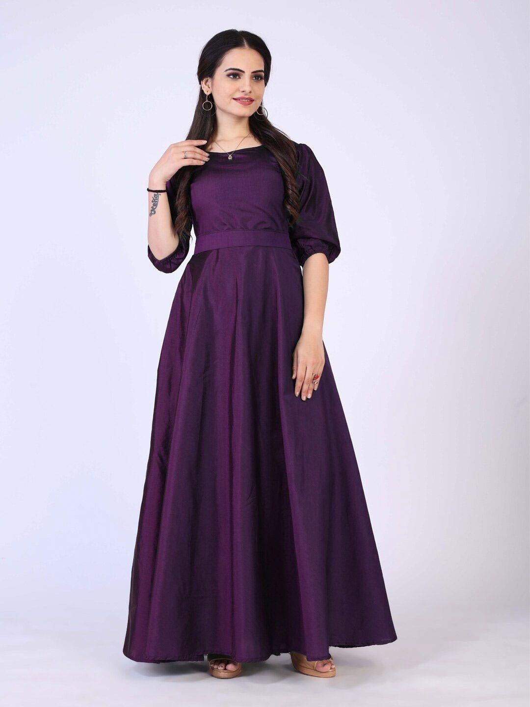 prenea purple satin maxi dress