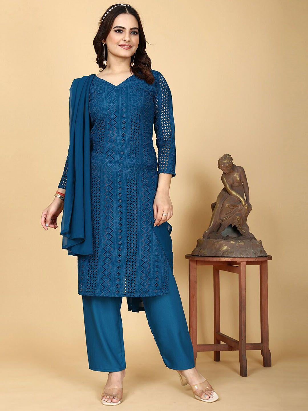 prenea women self design kurta with trousers & dupatta