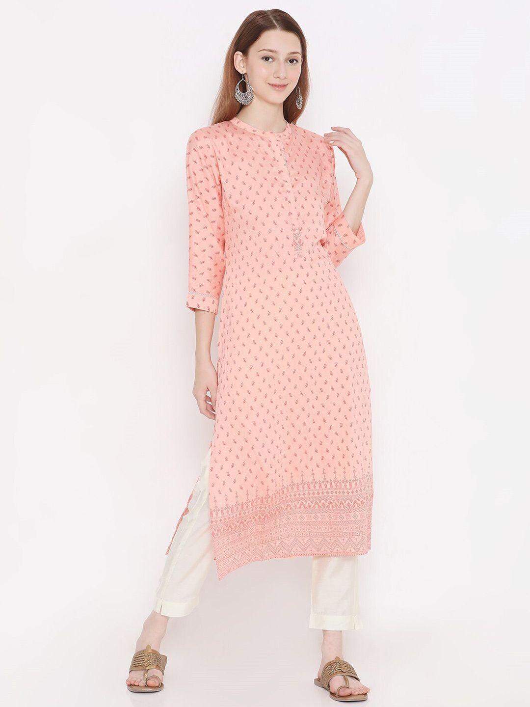 present creation ethnic motifs mandarin collar gotta patti pure cotton kurta