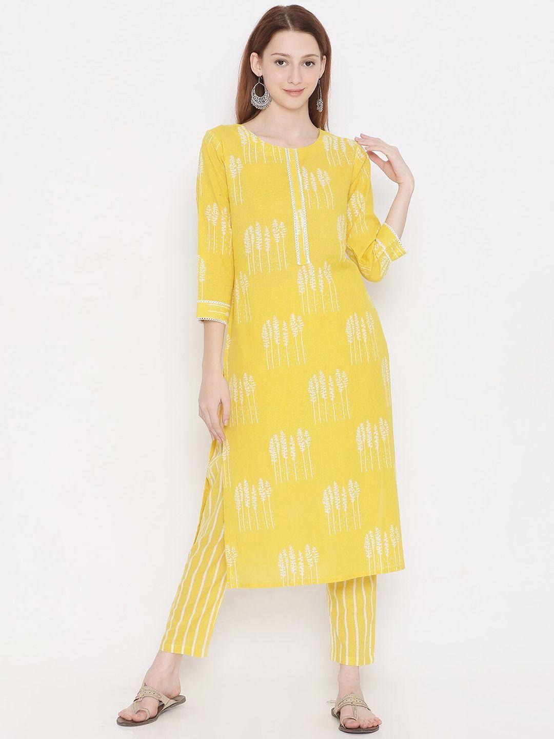 present creation floral printed regular pure cotton kurta with trousers
