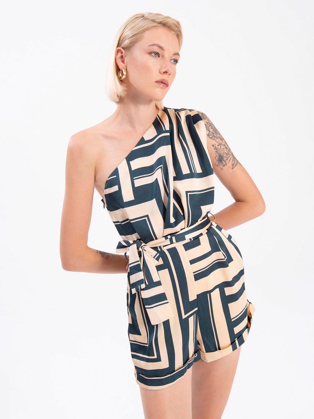 pret a tuer one shoulder printed jumpsuit