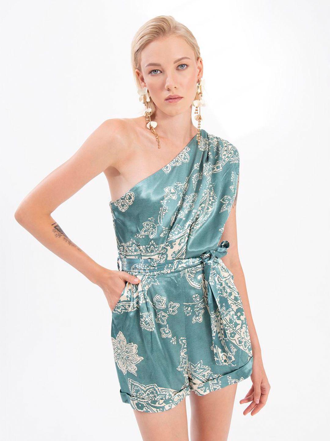 pret a tuer printed one shoulder playsuit