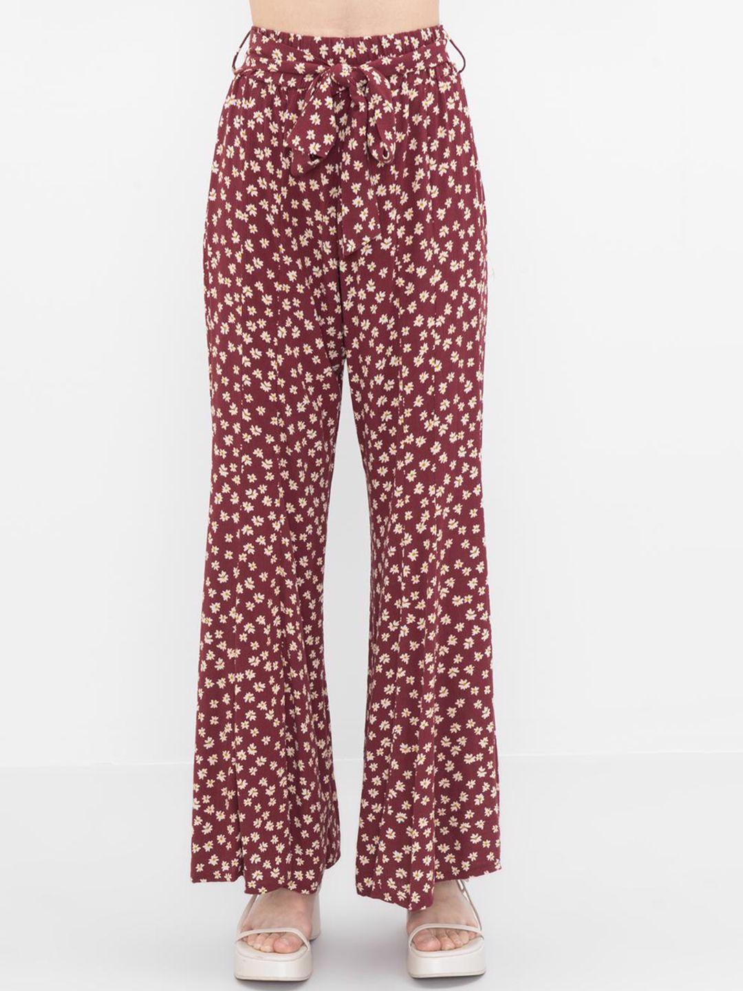 pret a tuer women floral printed mid-rise flared parallel trousers