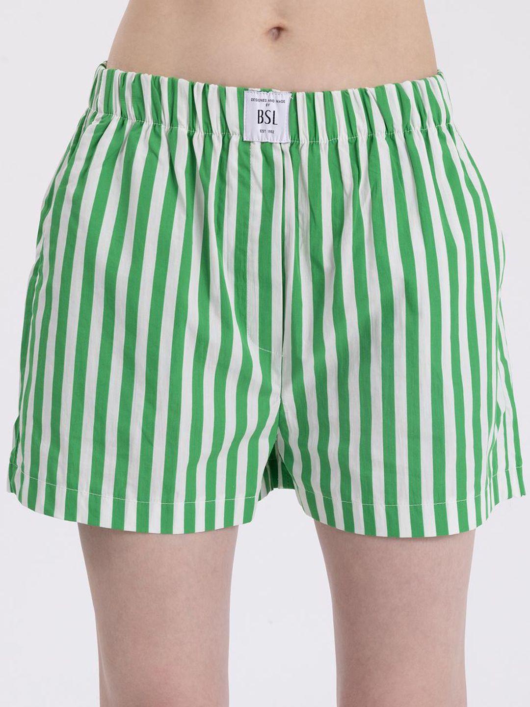 pret a tuer women striped mid rise cotton shorts