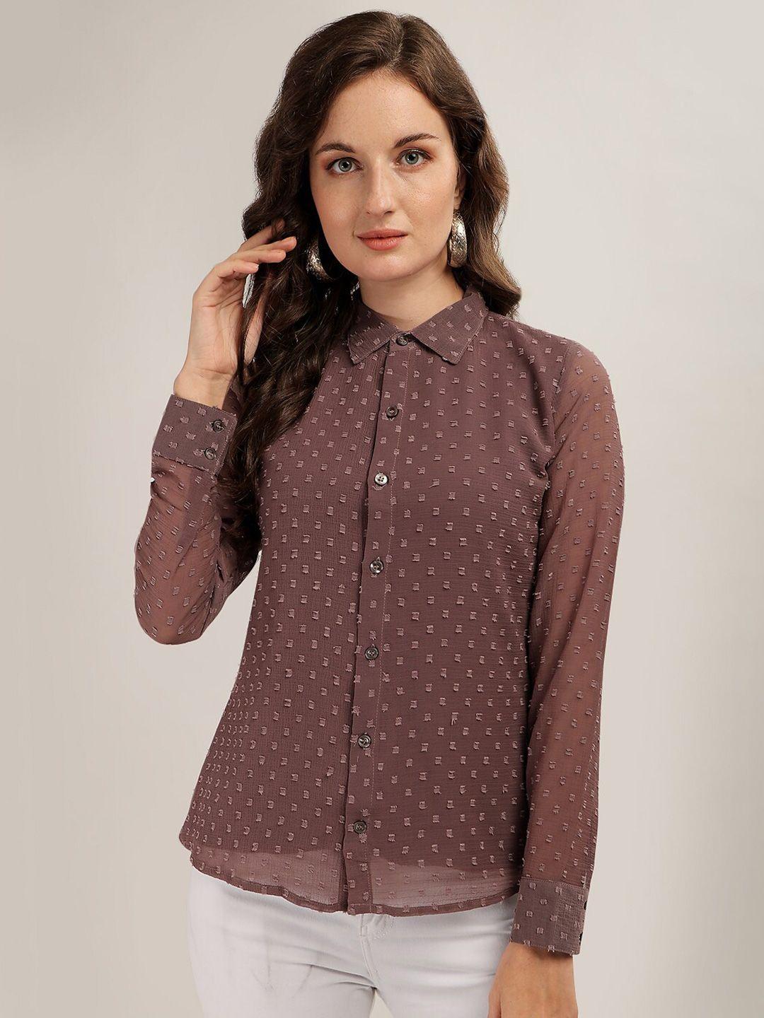 prettify brown georgette shirt style top