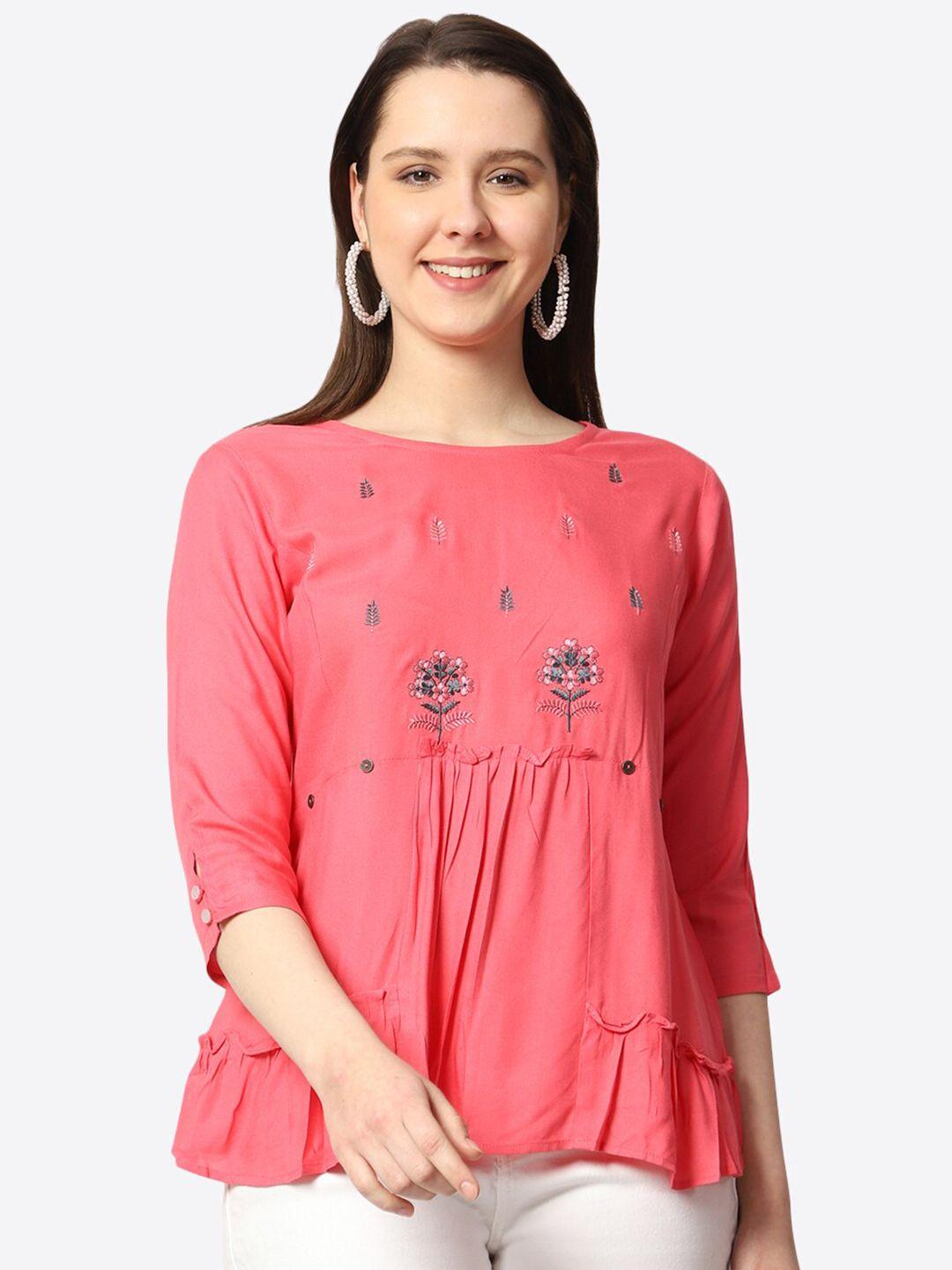 prettify floral embroidered empire top