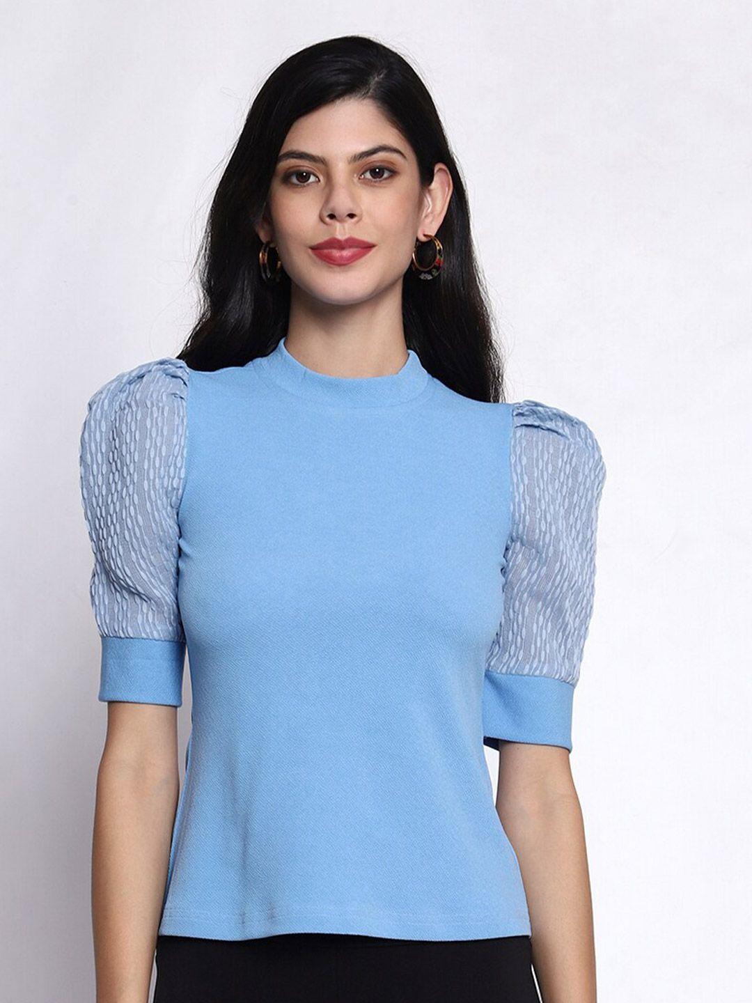 prettify high neck puff sleeves top