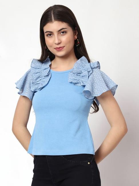 prettify light blue regular fit top