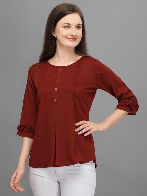 prettify maroon regular fit top