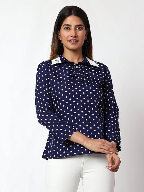 prettify navy printed top