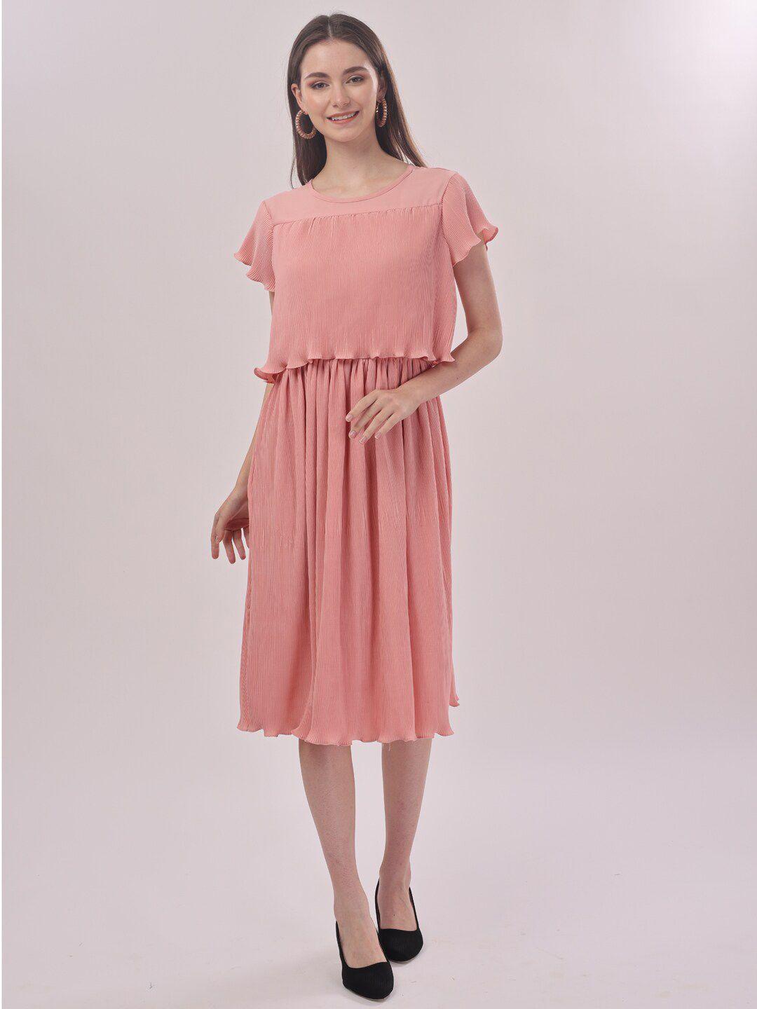 prettify peach-coloured midi dress