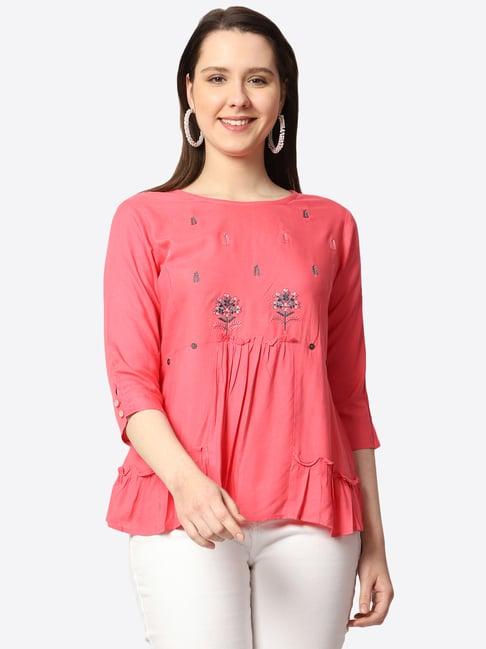 prettify pink embroidered top