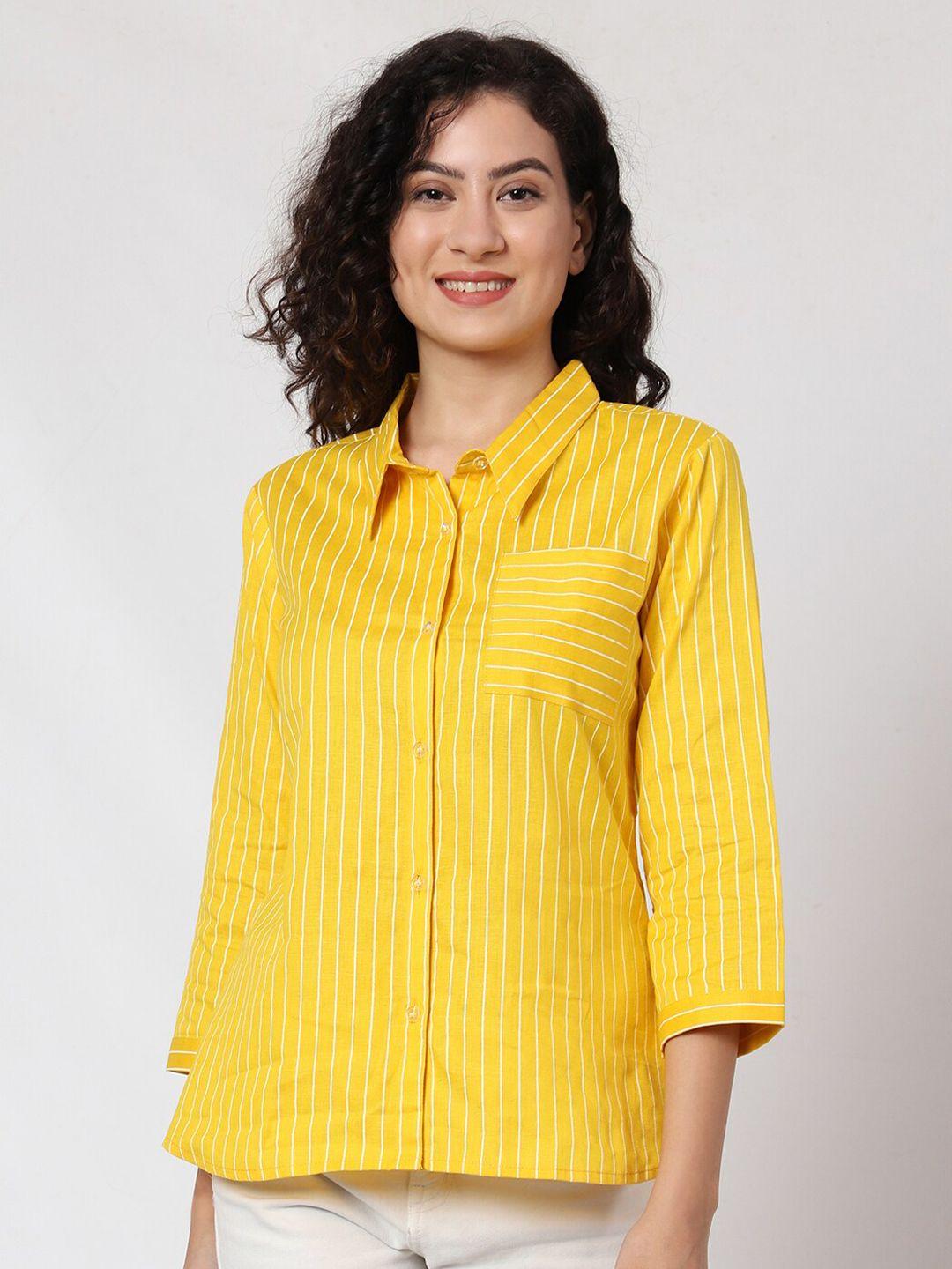prettify relaxed opaque striped cotton casual shirt