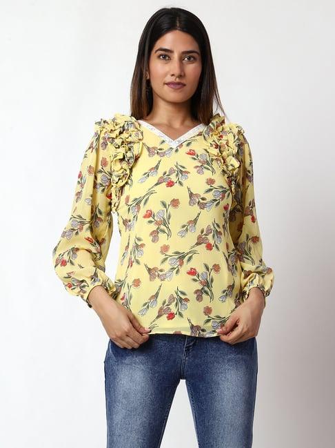 prettify yellow floral print top