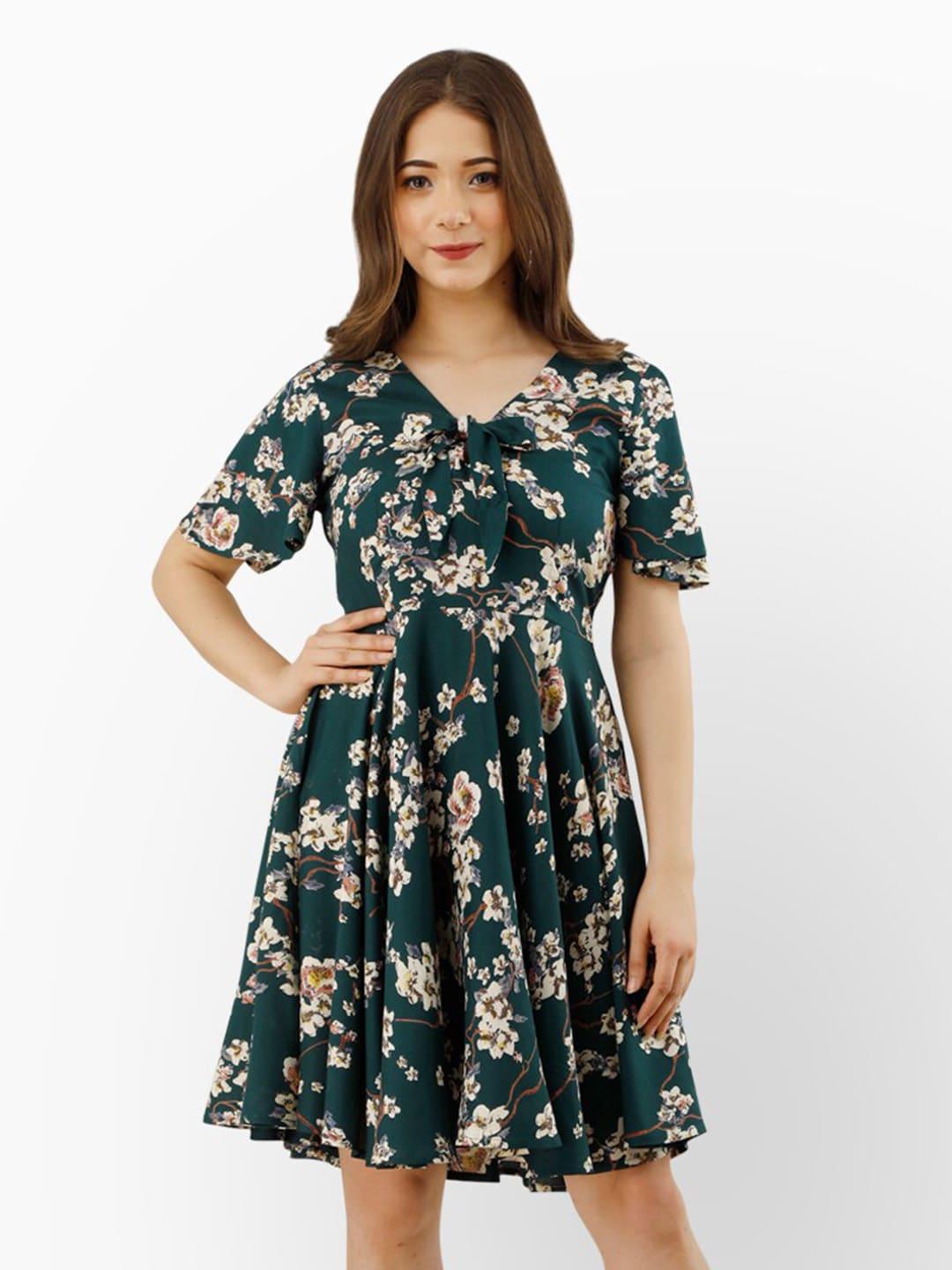pretty loving thing women floral a-line tie-up neck dress