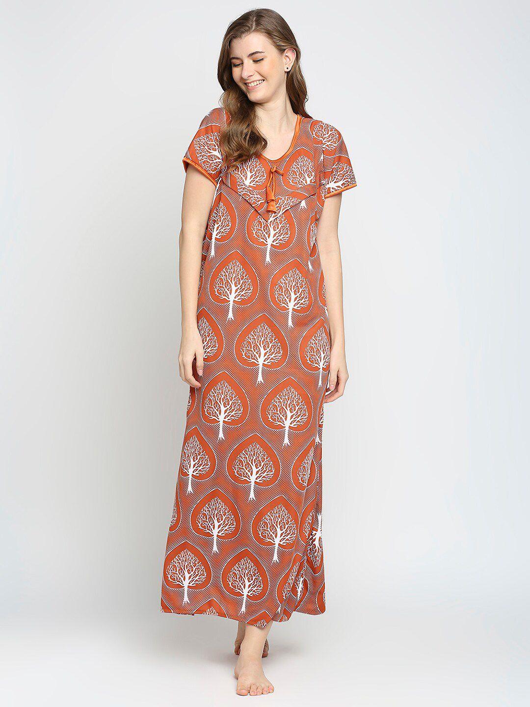 pretty awesome brown printed maternity maxi nightdress